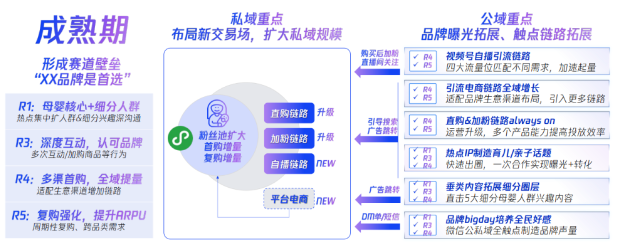 成熟期：品牌年度GMV规模在10亿以上，或私域占比生意>20%